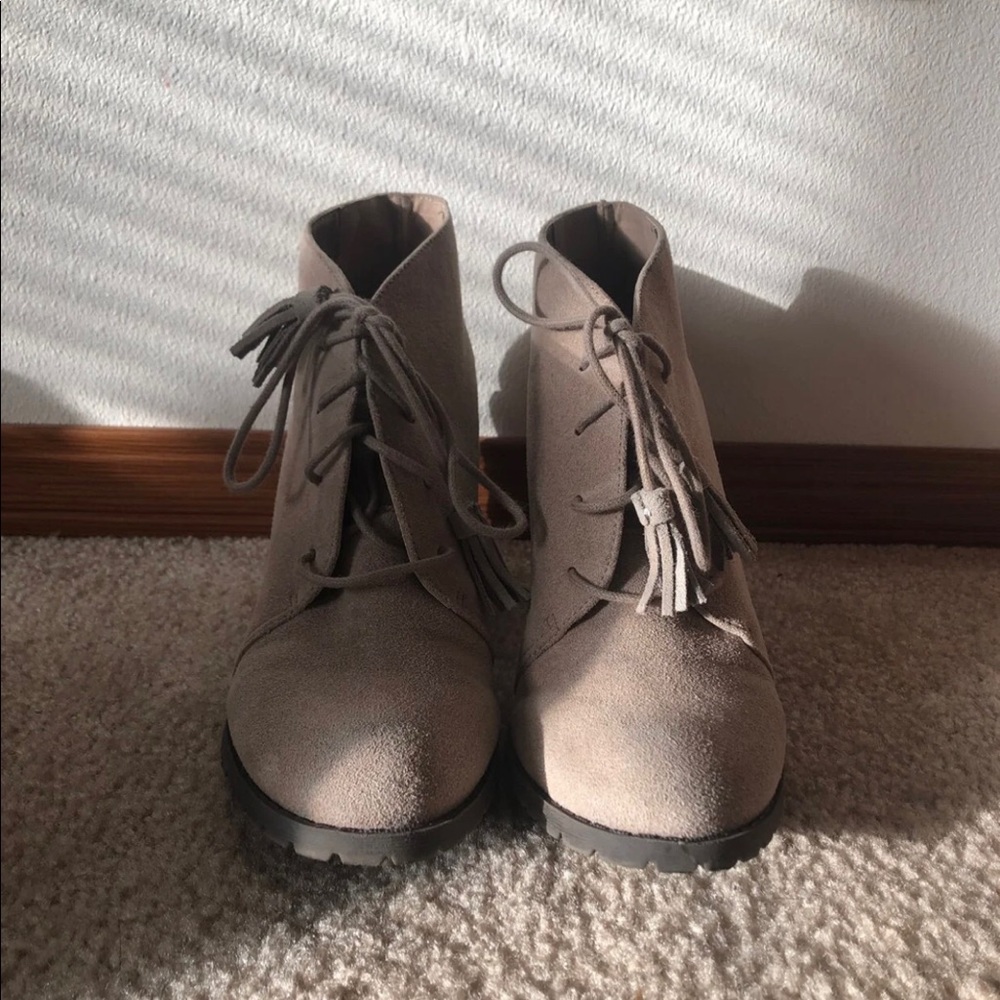 Taupe suede booties
